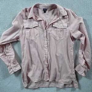 Patagonia Women’s Pink Stripe Lightweight Button Down Shirt Large Spring Top